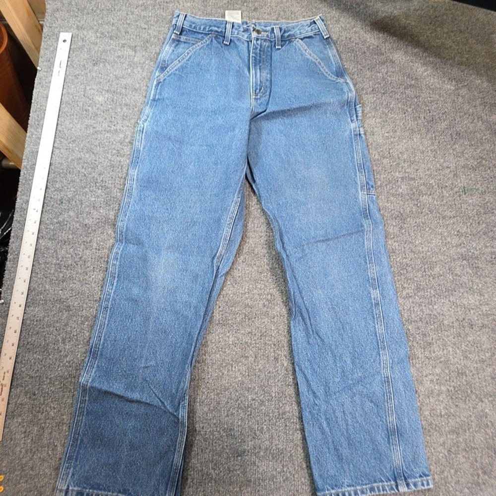 Carhartt B237 Jeans Mens 31x32 Blue Stone Wash Relaxed Straight Carpenter Denim